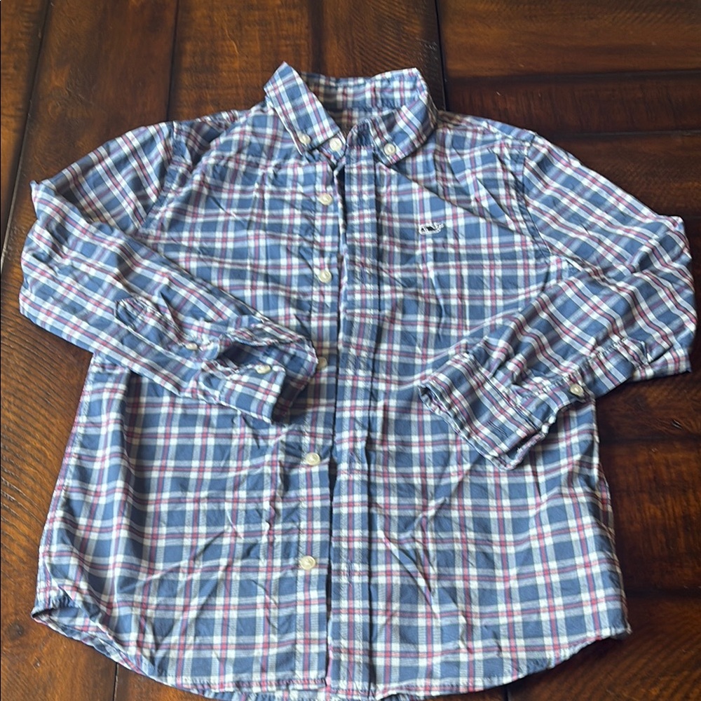 Vineyard Vines Kids Plaid Button Down -Blue and Red. Perfect for the holidays